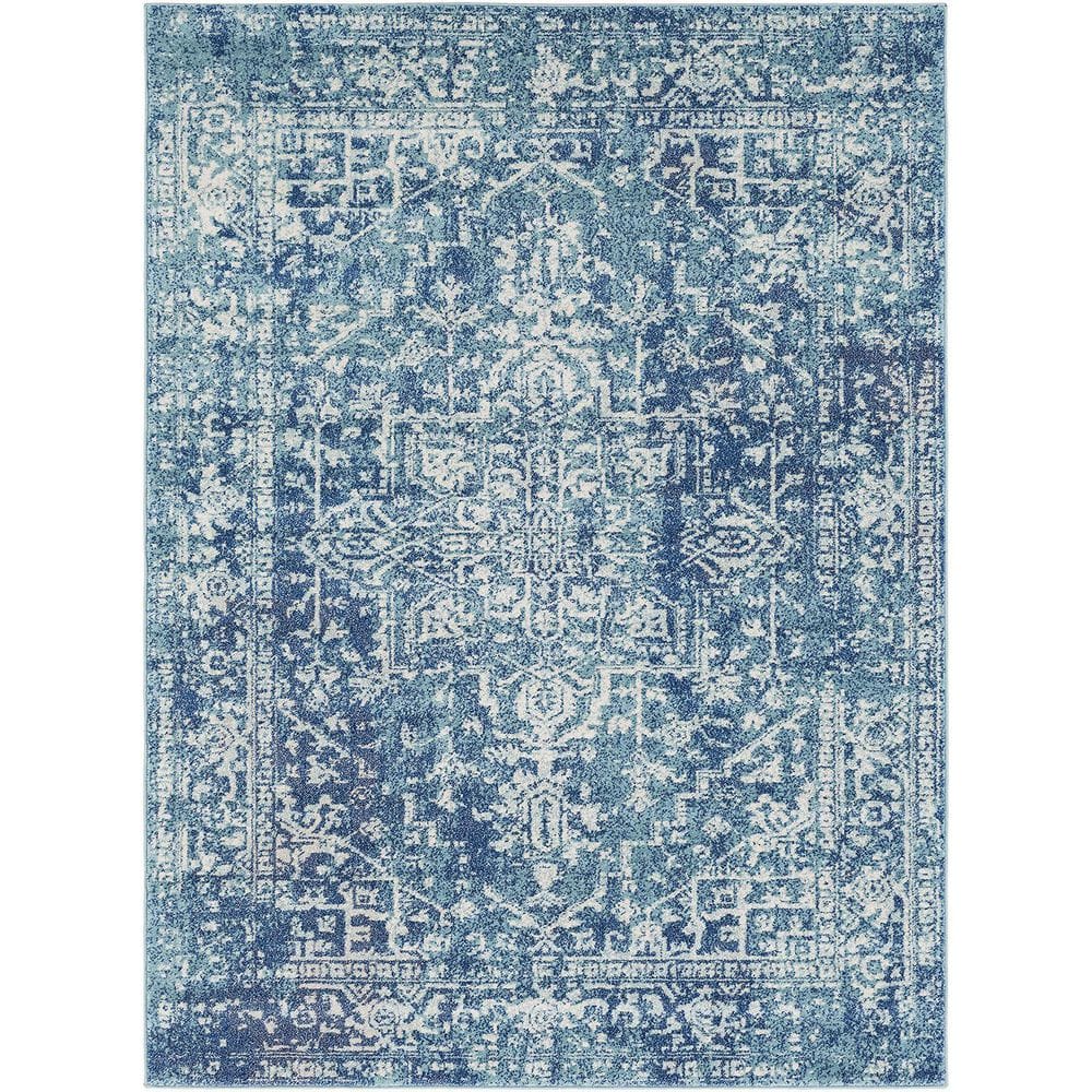 Teal Polypropylene 5 ft. x 7 ft. Abstract Indoor Area Rug A46A1rug728