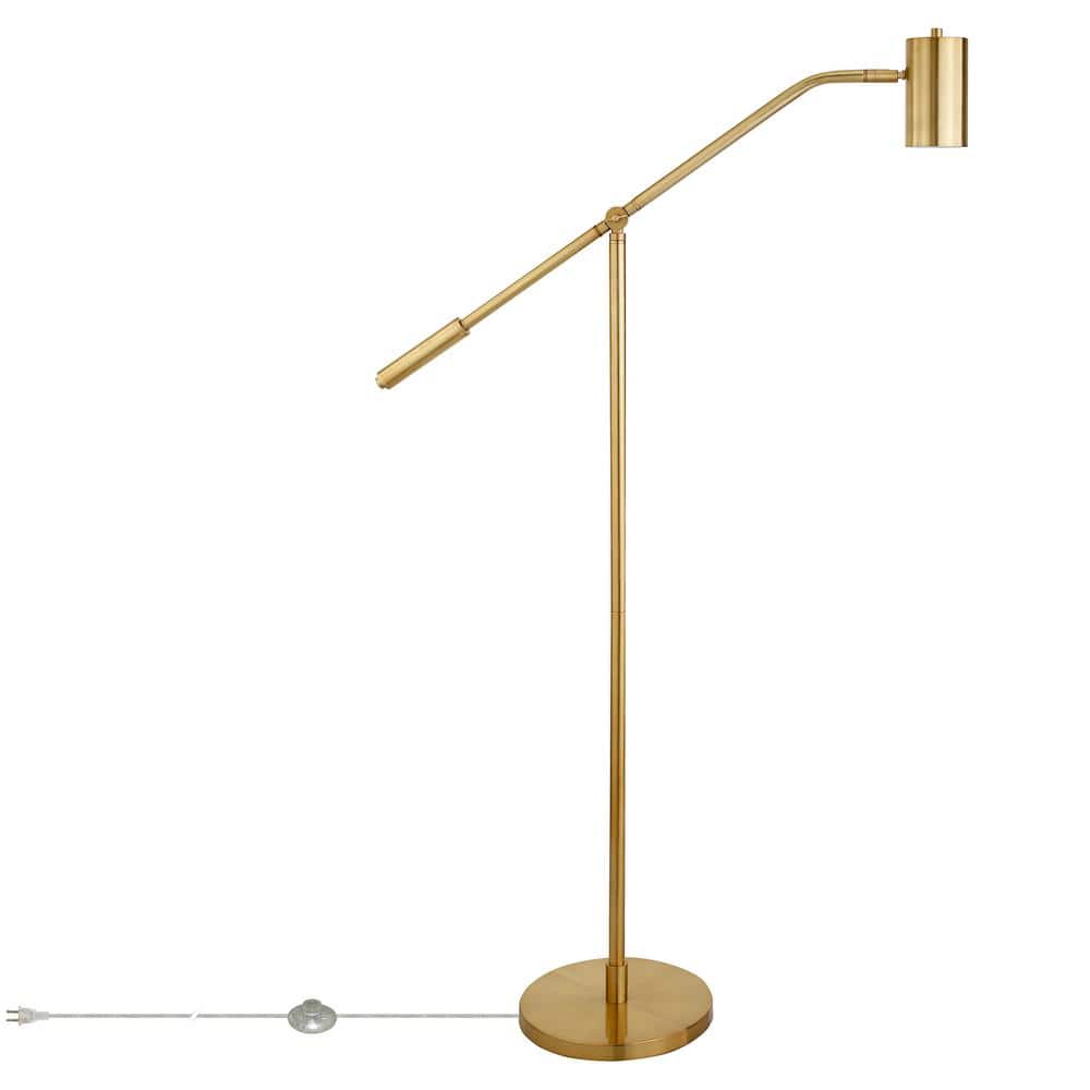 Adjustable Brass Pharmacy Floor Lamp with Smart Assistant Compatibility