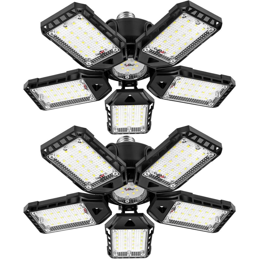 160-Watt 16000 Lumen LED Garage Ceiling Lights 6500K w/ 5 Plus 1 Deformable Panels E26/E27 Indoor Shop Barn Light 2-Pack price history on PriceWatchPro