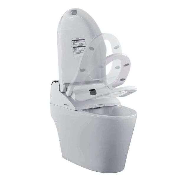 FINE FIXTURES Wave Dual Flush Elongated Toilet with Bidet Seat, White