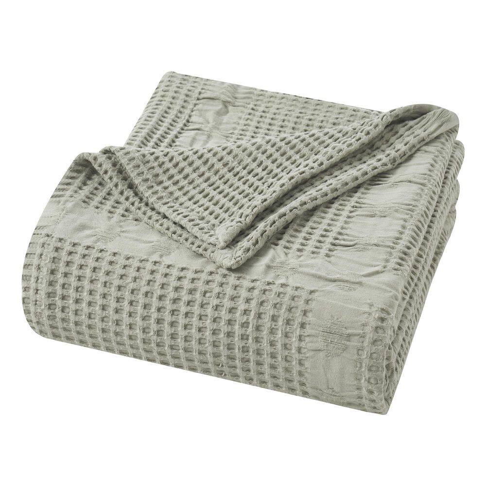 Mai Sage Geometric Waffle Medium Weight Twin Cotton Blanket price history on PriceWatchPro
