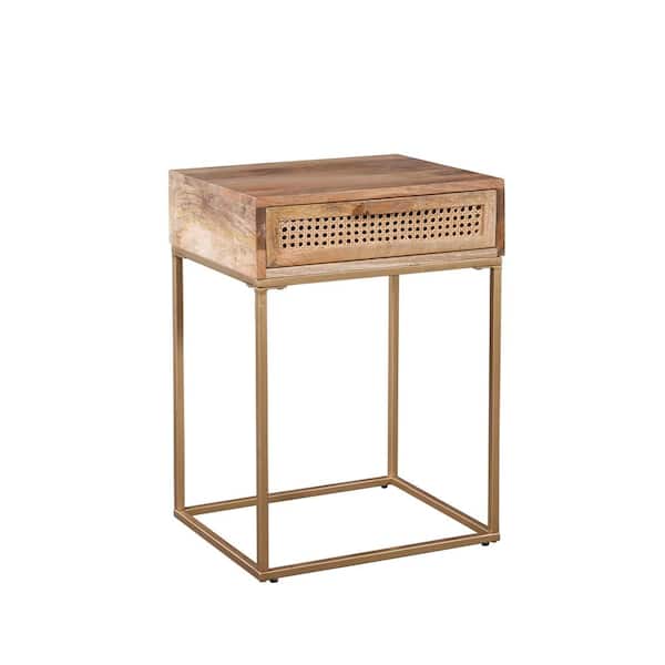 Martin Svensson Home Auckland 1-Drawer Solid Wood and Metal Natural Brown End Table
