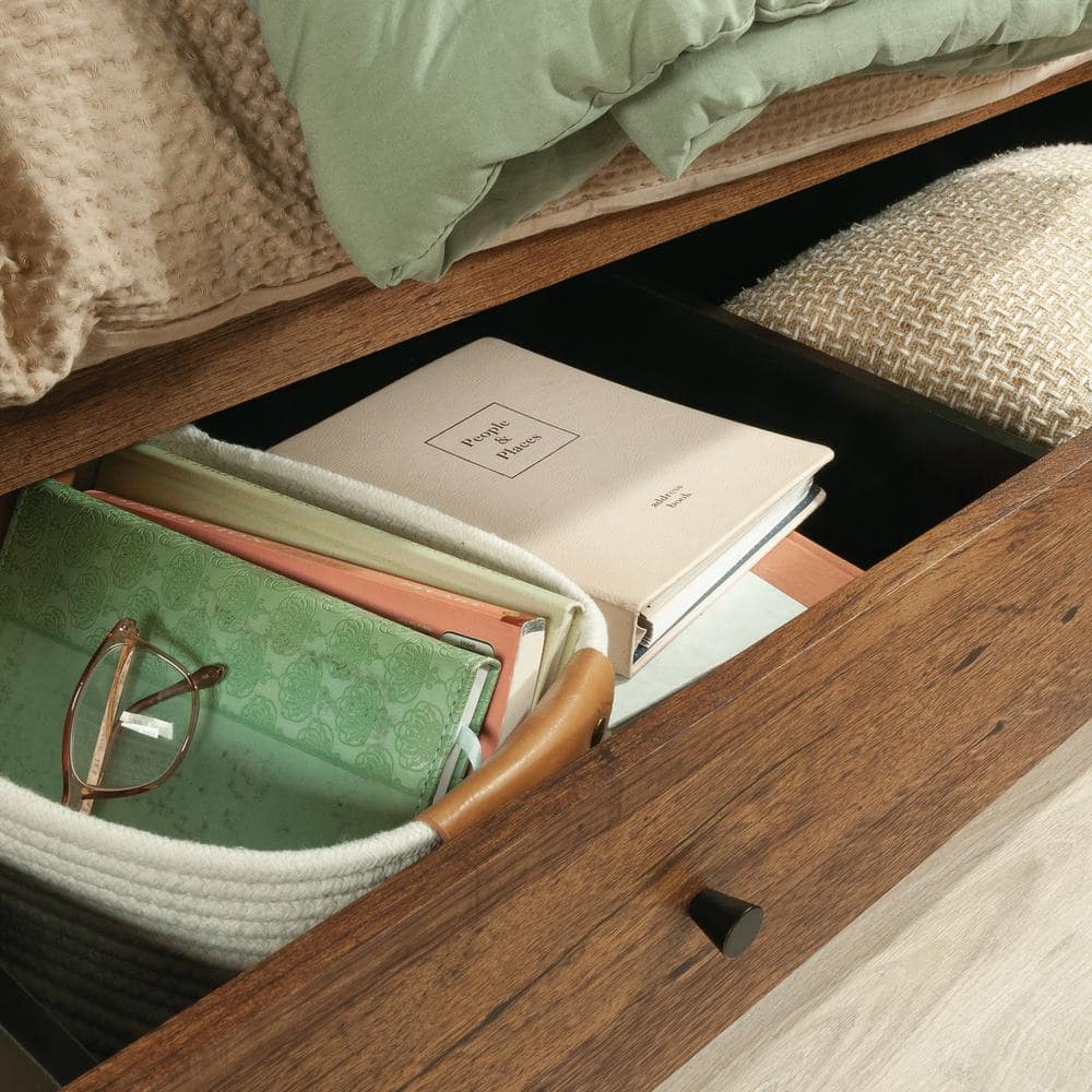 Vintage Oak Queen Storage Bed with Drawers