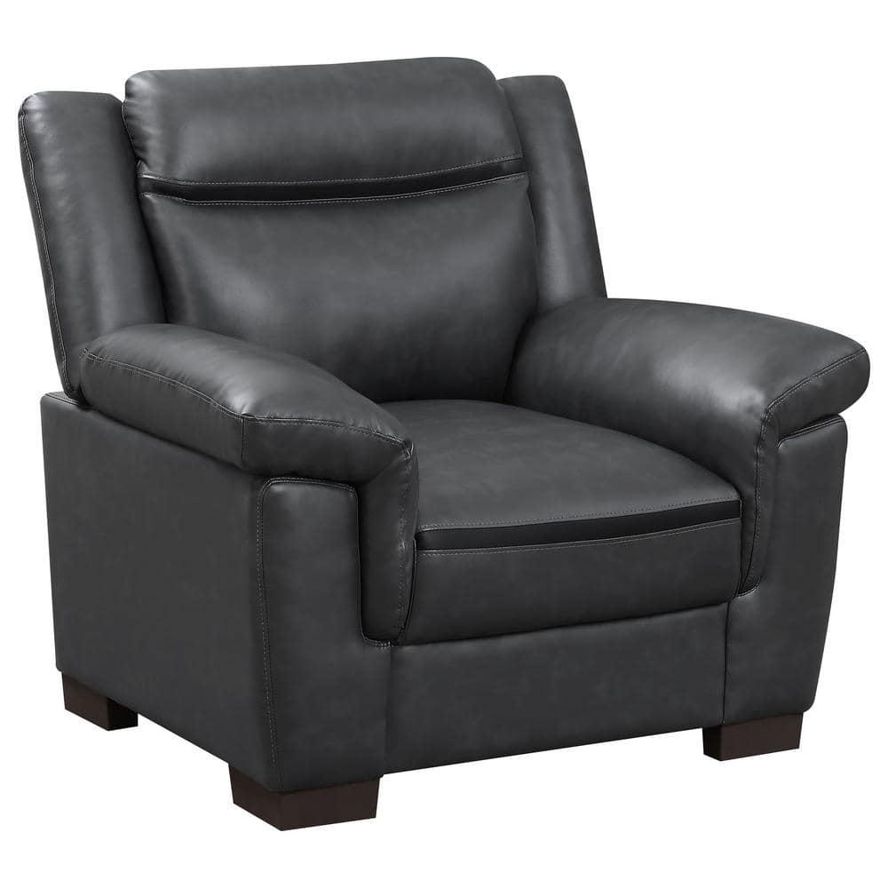 Contemporary Gray Stripe 39'' Faux Leather Armchair