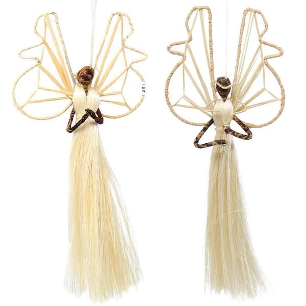 9 in. Sisal Angel Ornaments - Devotional (Set of 2)