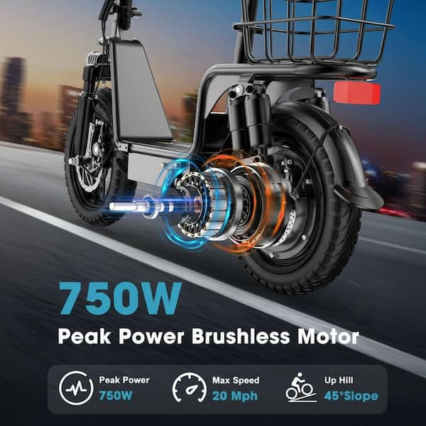 Lycvki 14 in. Black Folding Electric Bike for Adults 500-Watt