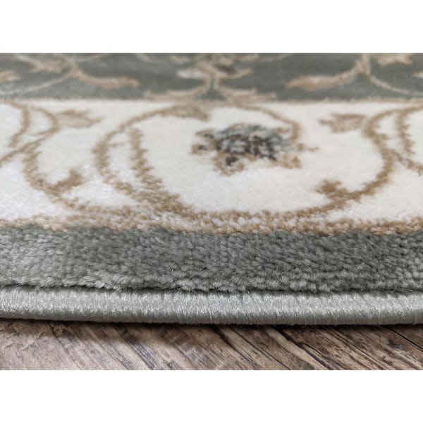 Pisa Light Green 5 ft. x 7 ft. Traditional Oriental Floral Scroll Area Rug