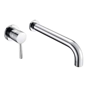 Modern Single Handle Wall Mount Roman Tub Faucet Left-Handed in Chrome