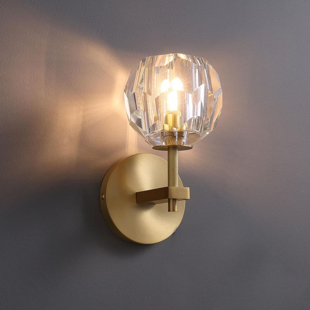 送料無料・選べる4個セット Clear Crystal Ball Wall Lamp, Siljoy Modern Wall Mounted  Light Antique Brass Wall Sconce Lighting Fixture for Living Room Bedroom  Hallway (1-Light