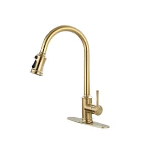 Single Handle Touchless Kitchen Faucet with Pull Down Sprayer in Gold
