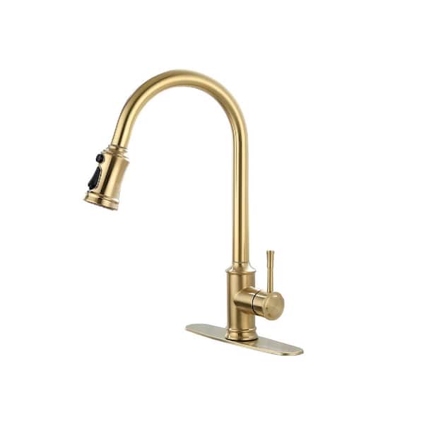 Flynama Single Handle Touchless Kitchen Faucet with Pull Down Sprayer in Gold