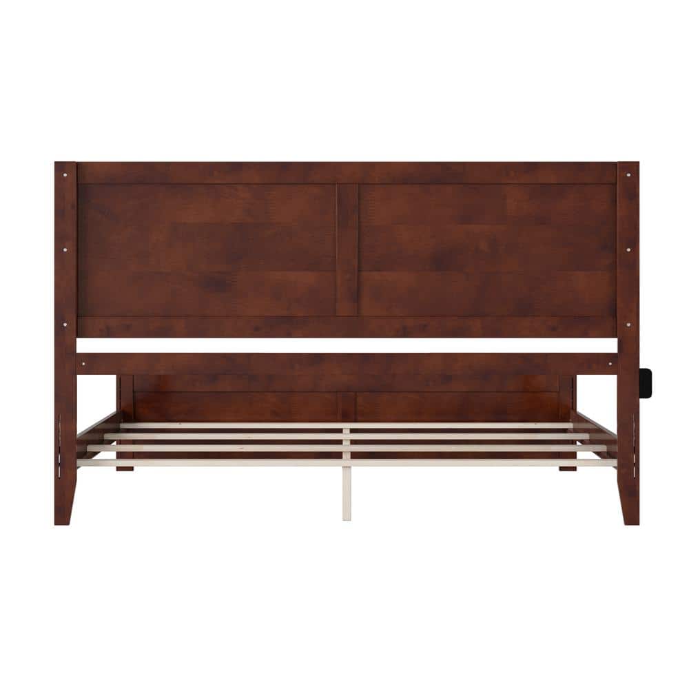 Canyon Walnut King Wood Frame Bed with Chevron Headboard