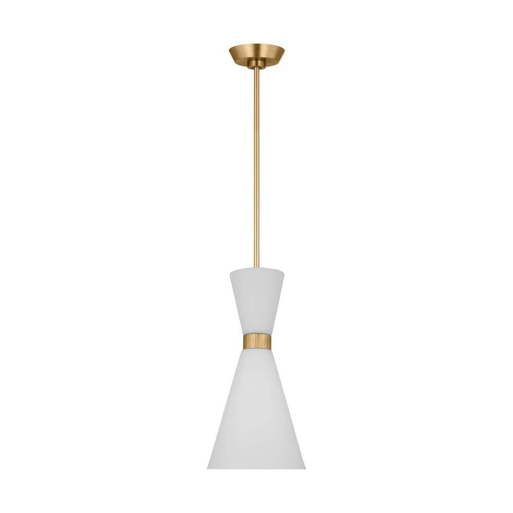 Satin Brass Mini Pendant with Etched Glass Shade