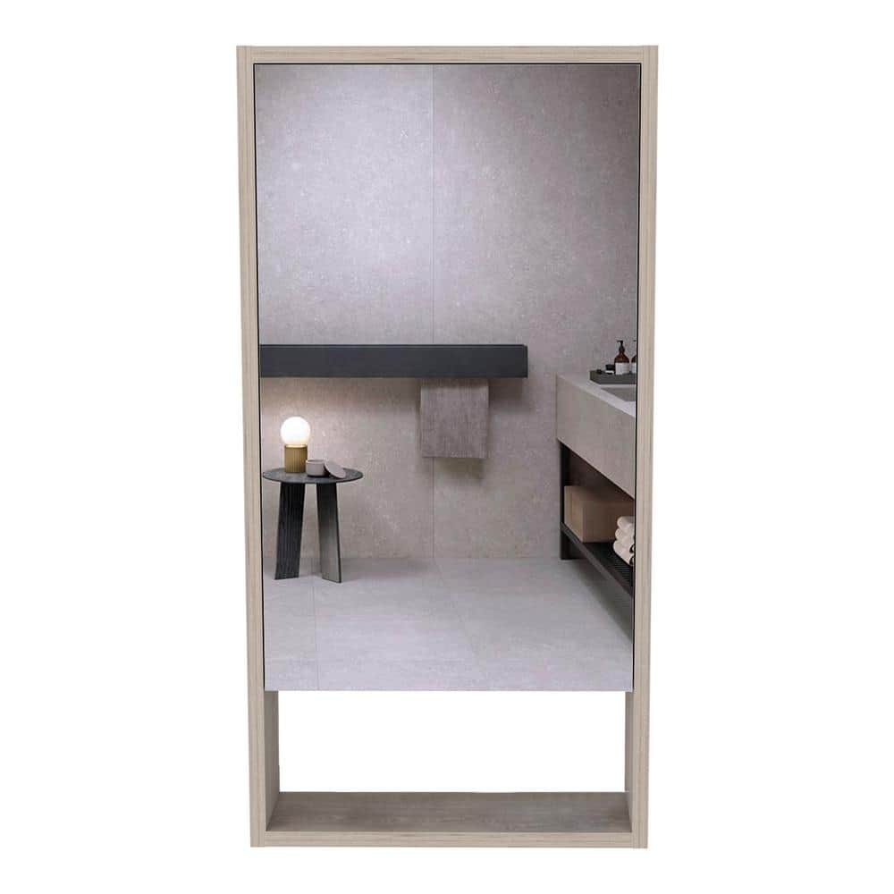 17.9 in. W x 35.4 in. H Light Gray Rectangular Particle Board Medicine Cabi