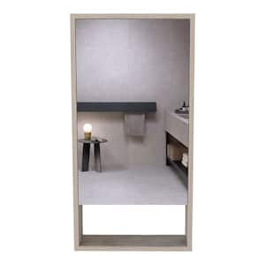 17.9 in. W x 35.4 in. H Light Gray Rectangular Particle Board Medicine Cabinet with Mirror, 1 Door and Shelves