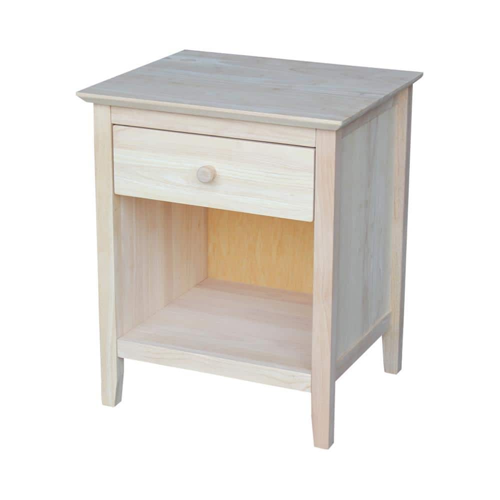Light Wood 1-Drawer Nightstand with Tapered Legs