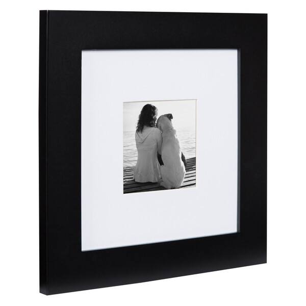 Mainstays Museum 8x8 Matted to 4x4 Flat Wide Gallery Picture Frame, Black,  Set of 2