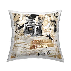 Glam Designer Accessories Women's Fashion Books Black Print Polyester 18 in. X 18 in. Throw Pillow