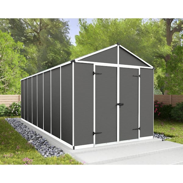 Rubicon 8 ft. x 20 ft. Dark Gray Plastic Garden Storage Shed (147.5 Sq. ft.)