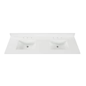 73 in. W x 22 in D Quartz White Rectangular Double Sink Vanity Top in Snow White