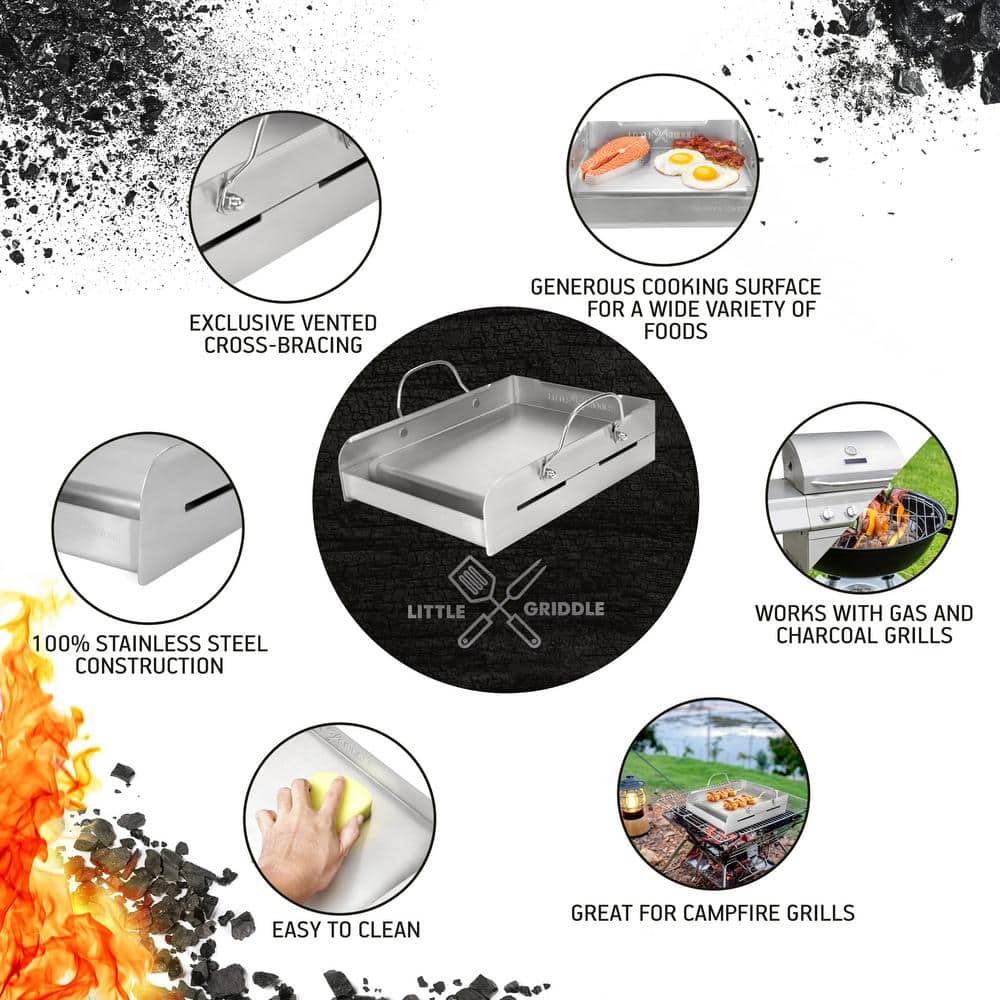 14" x 16" Stainless Steel BBQ Griddle with Handles