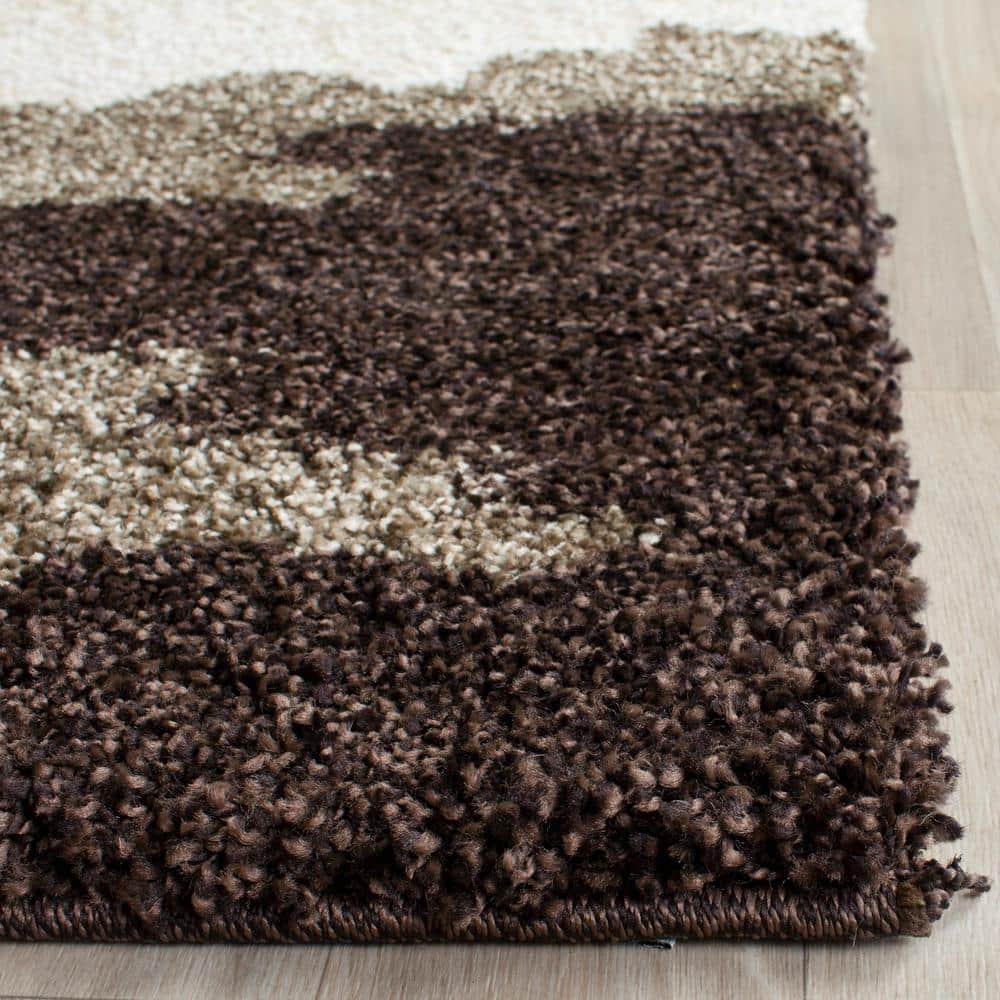 Gray and Beige Camouflage Shag 8' x 10' Area Rug