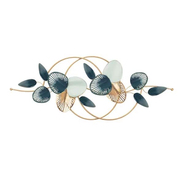 53.3 in. x 21 in. Multi-colour Modern 3D Hollow-out Leaves Metal Work Wall Decor Fashion Wall Decoration.