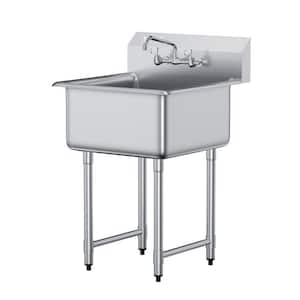 Stainless Steel Prep Utility Sink 1 Compartment Free Standing Small Sink Include Faucet legs, 27 in. x 41 in. Bowl Sinks