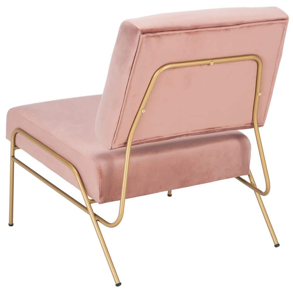 Dusty Rose Velvet and Gold Modern Accent Chair