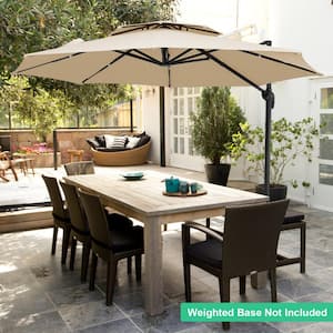 12 ft. Aluminum 360-Degree Rotation Cantilever Patio Umbrella with Cover in Beige