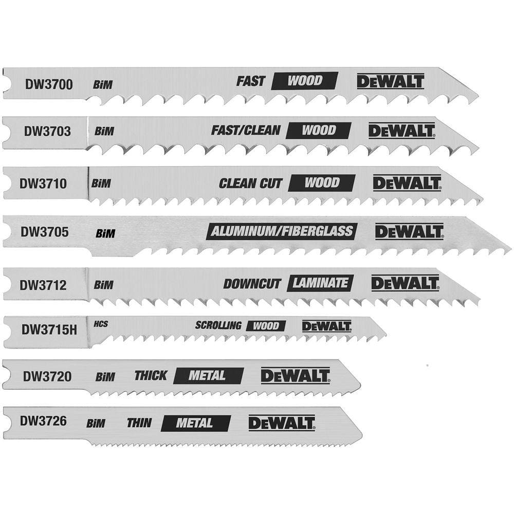 DEWALT Jig Saw Blade Set BiMetal UShank (8Piece) DW3790 The Home Depot