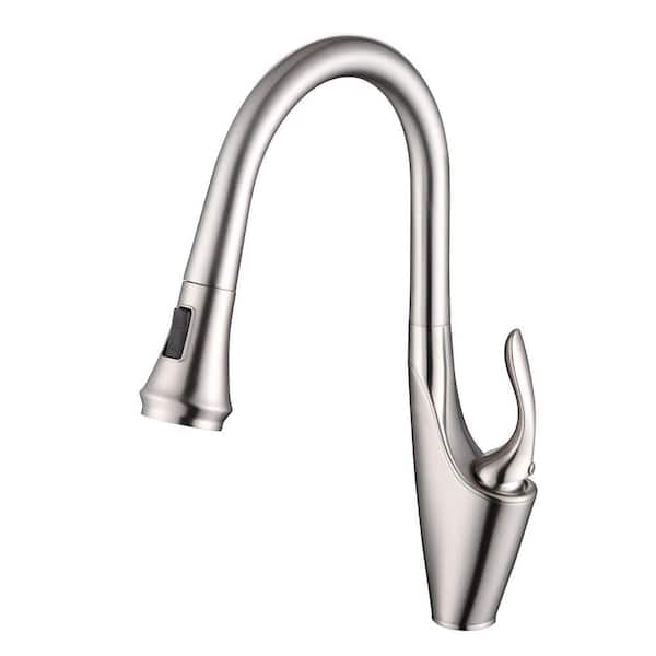 Brushed Nickel 17 in. Pull Down Sprayer Kitchen Faucet with 360° Spout Swivel