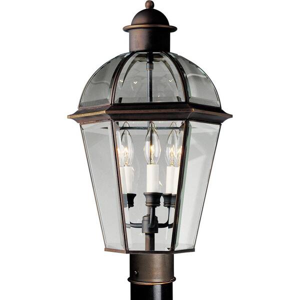 Progress Lighting Danbury 3-Light Outdoor Antique Bronze Post Lantern-DISCONTINUED