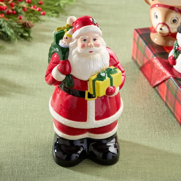 Santa's Retro Christmas 3-D Cookie Jar 12 in.
