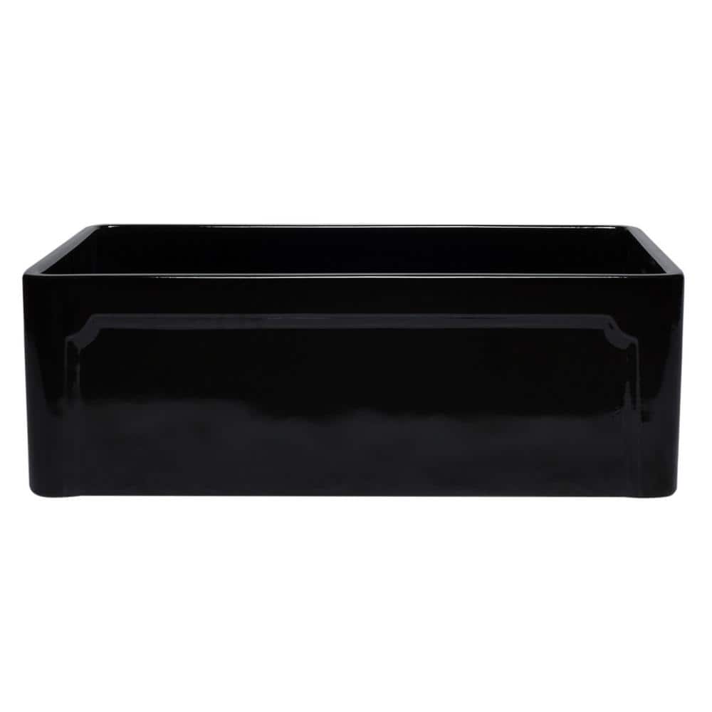 30'' Black Gloss Fireclay Farmhouse Single Bowl Kitchen Sink
