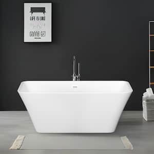 60 in. Acrylic Freestanding Flatbottom Soaking Non-Whirlpool Double-Slipper Bathtub in White