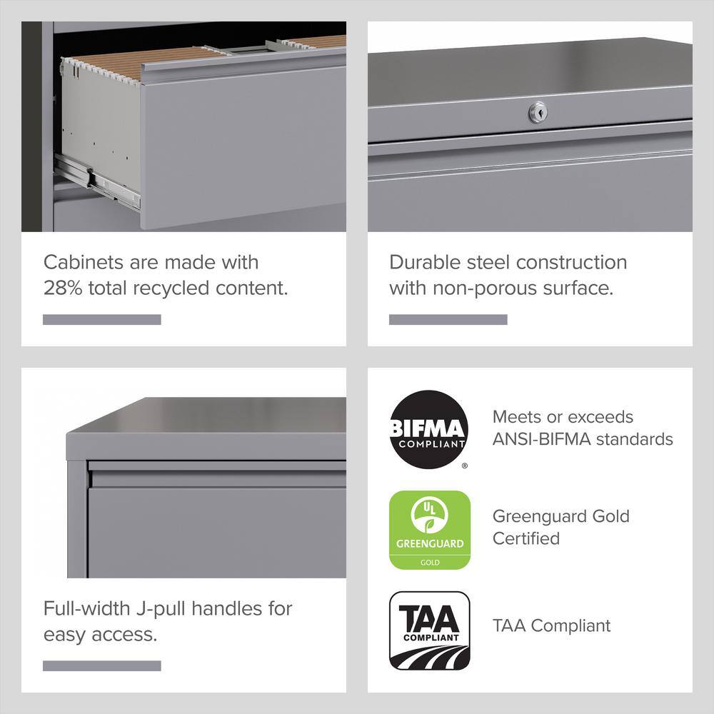 36" Wide Arctic Silver Metal 3-Drawer Lateral File Cabinet