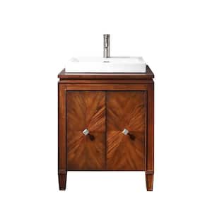 Brentwood 25 in. W x 22 in. D x 35 in. H Vanity in New Walnut with Vitreous China Vanity Top in White and Integral Basin