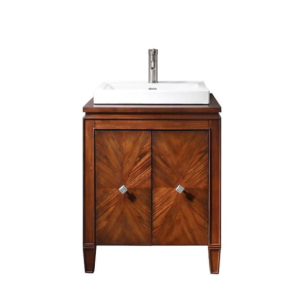 Avanity Brentwood 25 in. W x 22 in. D x 35 in. H Vanity in New Walnut with Vitreous China Vanity Top in White and Integral Basin