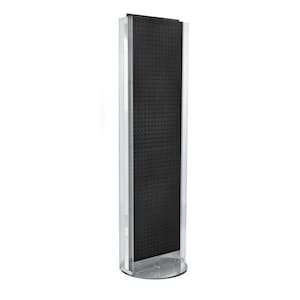 60 in. H x 16 in. W Pegboard Floor Display in Black with C-Channel Sides on a Revolving Base