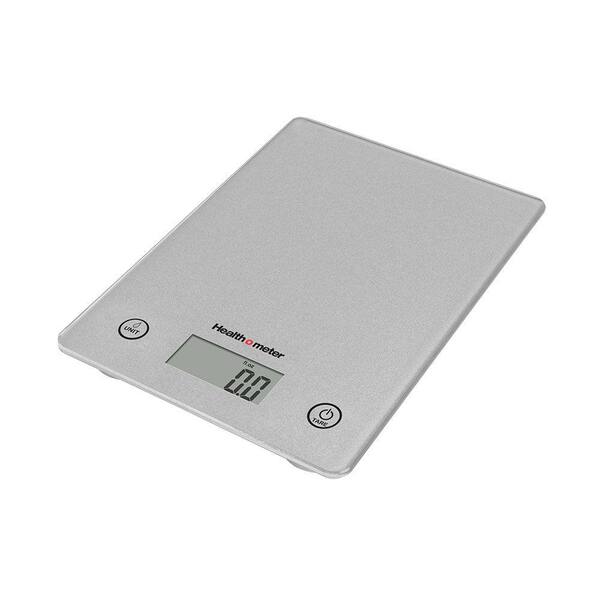 Escali Health o Meter Sleek Glass Top Kitchen Food Scale in Silver