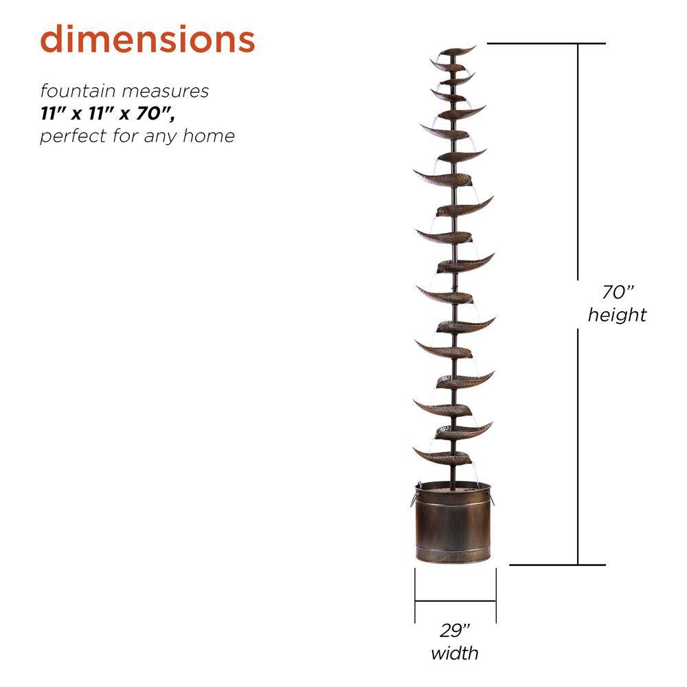 Alpine Bronze 70" Tiered Iron Leaf Fountain