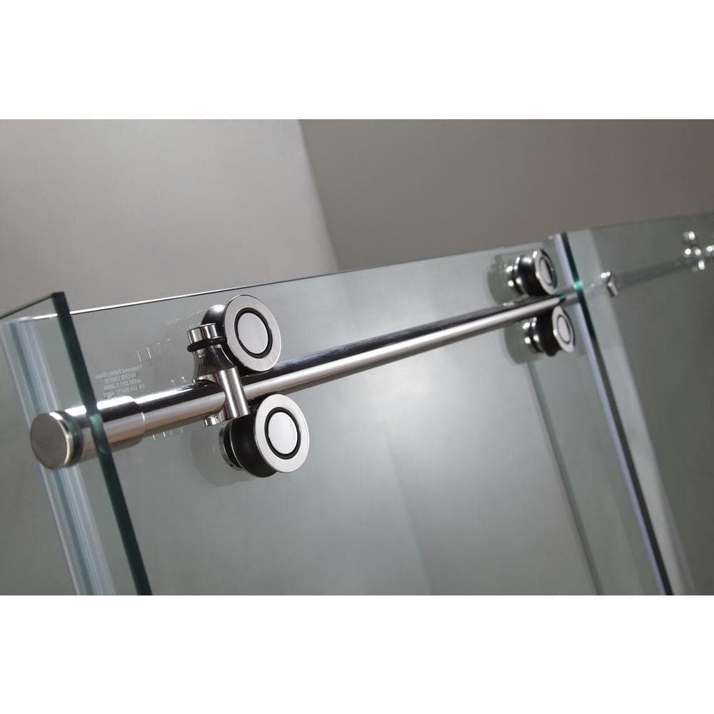 Langham 60" Chrome Frameless Rectangle Sliding Shower Enclosure