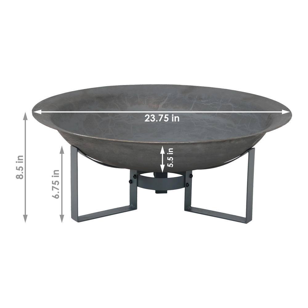 Gray Cast Iron 25" Free-Standing Wood Fire Pit with Stand