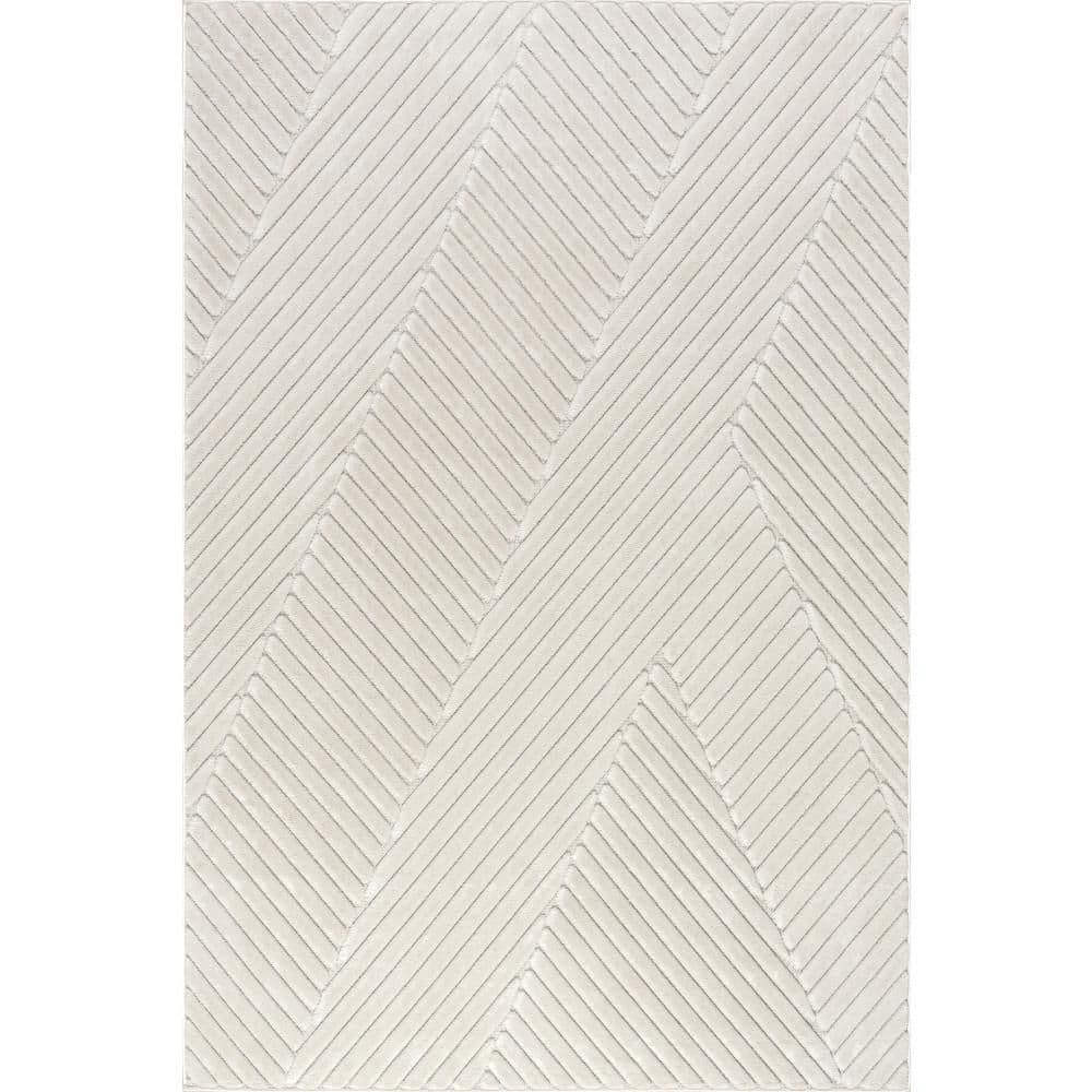 Amal High-Low Geometric Indoor/ Outdoor Cream 7 ft. x 9 ft. Outdoor Area Rug price history on PriceWatchPro