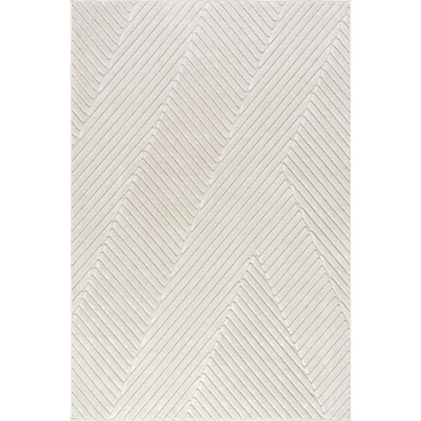Amal High-Low Geometric Indoor/ Outdoor Cream 9 ft. x 12 ft. Outdoor Area Rug