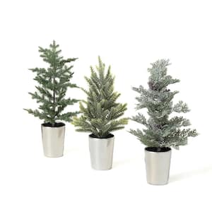 12 in., 11.5 in. & 12 in. Green Artificial Potted Pine Tree - Set of 3