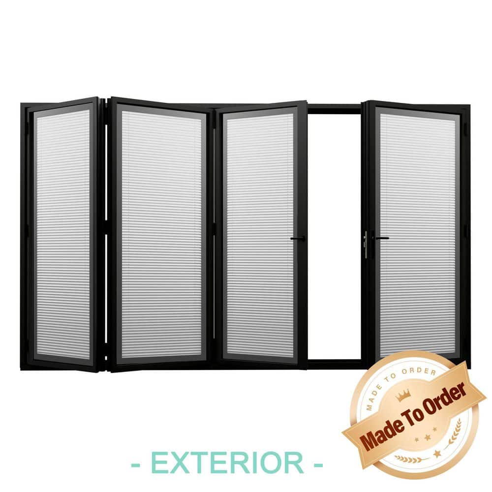 120 in. x 96 in. Left Swing/Outswing Double Tempered Glass Black Louver Aluminum Folding Patio Door price history on PriceWatchPro