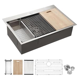 30 in. Farmhouse Single Bowls Stainless Steel Kitchen Sink with Accessories