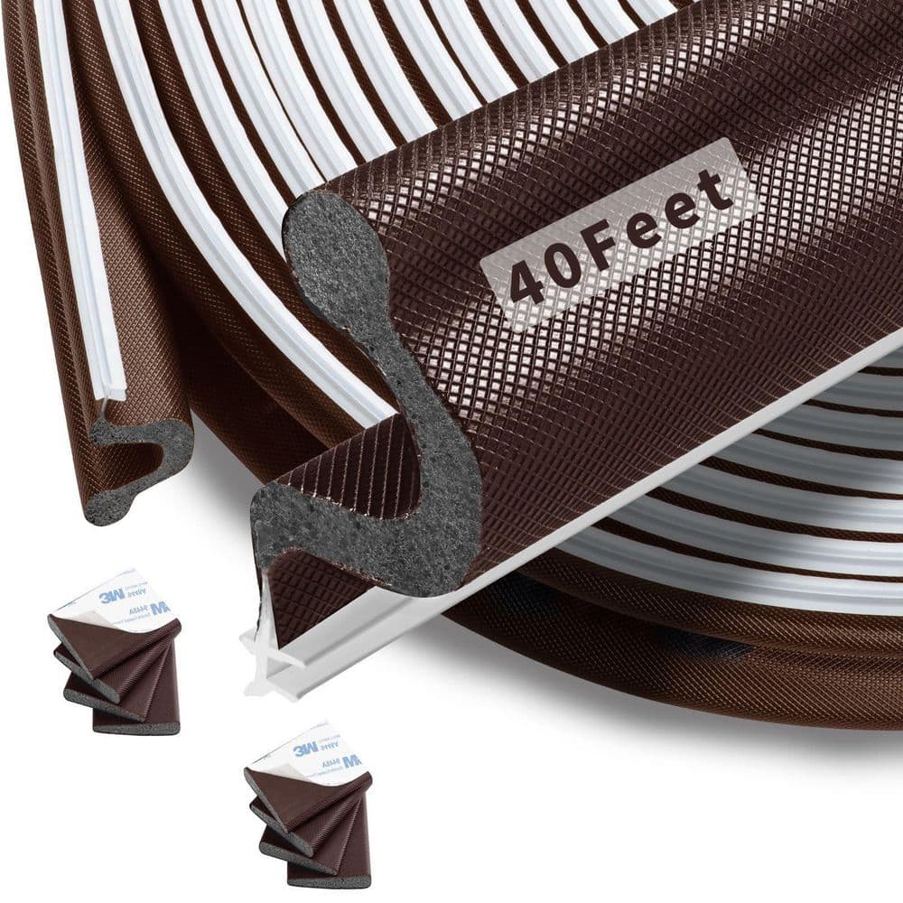 0.7 in. x 480 in. Brown Door Weatherstrip Seal w/ 8 PCS Corner Seals for Frame Insulation Soundproofing Large Door Gaps price history on PriceWatchPro